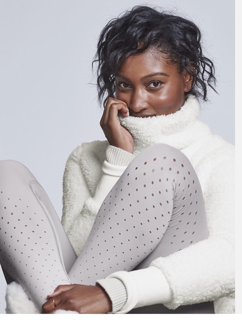 Athleta Plush Funnel-Neck Turtleneck Sweater — Cream